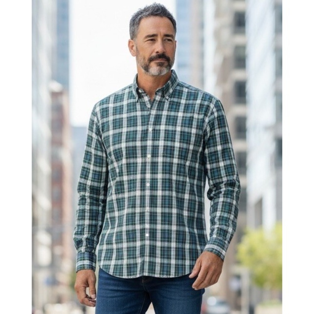 Holderness & Bourne The Andrews Shirt Tailored Fit Stretch Plaid Size Large NWT